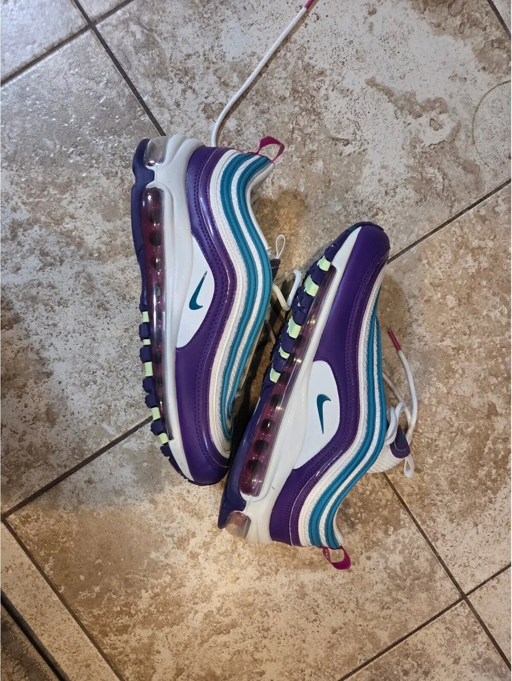Nike Air Max 97 Women's Sneakers Hornets Easter Colorway Purple Teal Blue